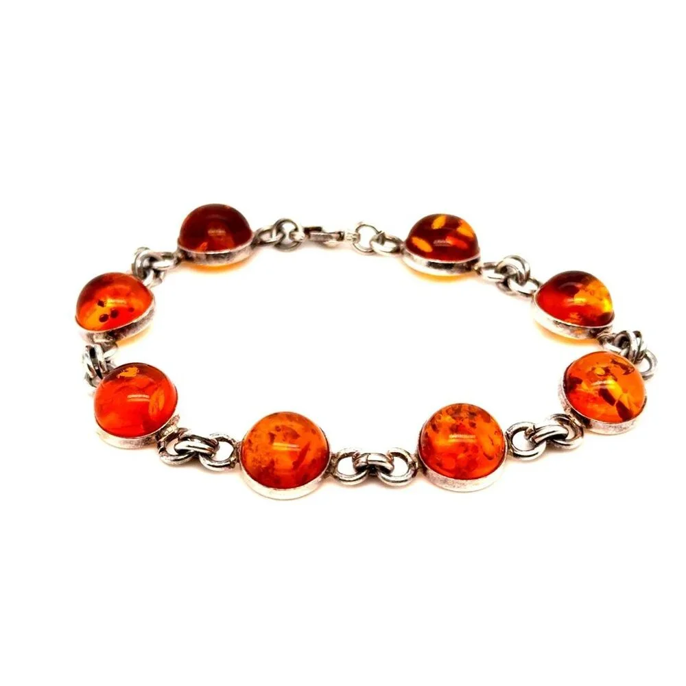 Silver 925 Circle Amber Bracelet‎